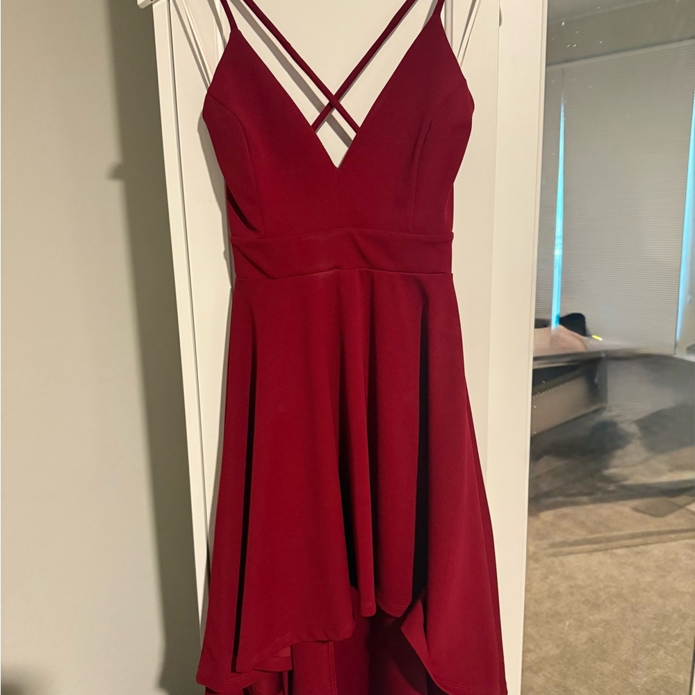 Dainty Hooligan Burgundy High Low Dress